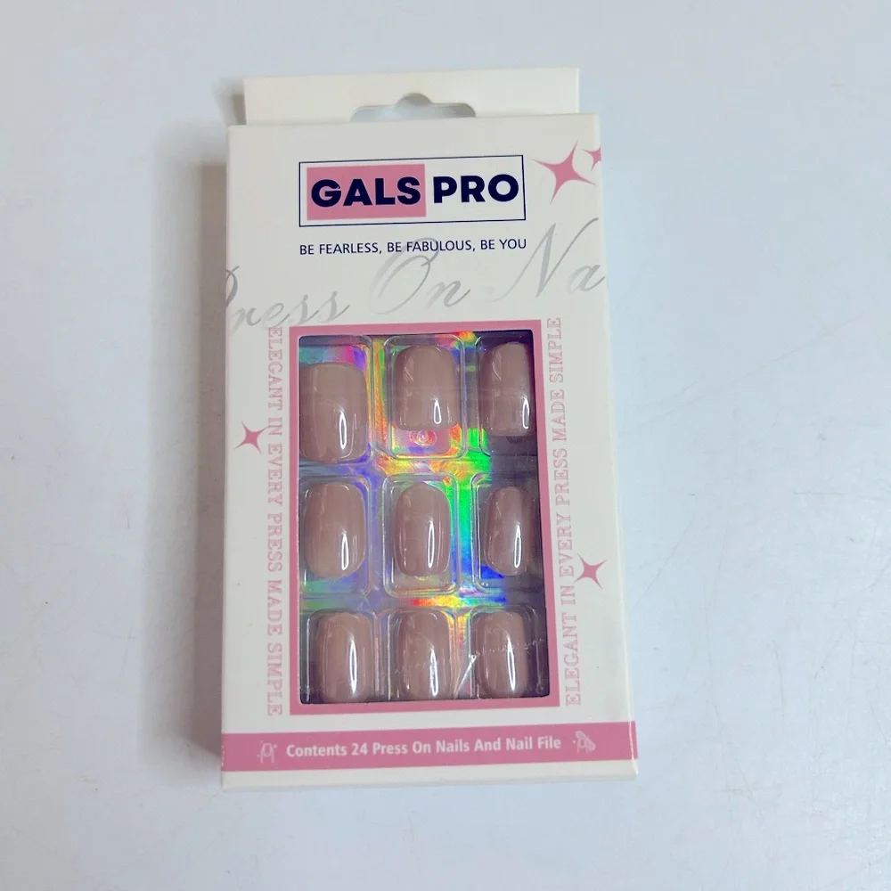 Nude Chrome Short Square Press On Nails